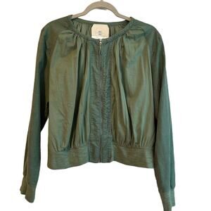 Anthropologie Bomber Jacket Lightweight Linen-Cotton, Size Large